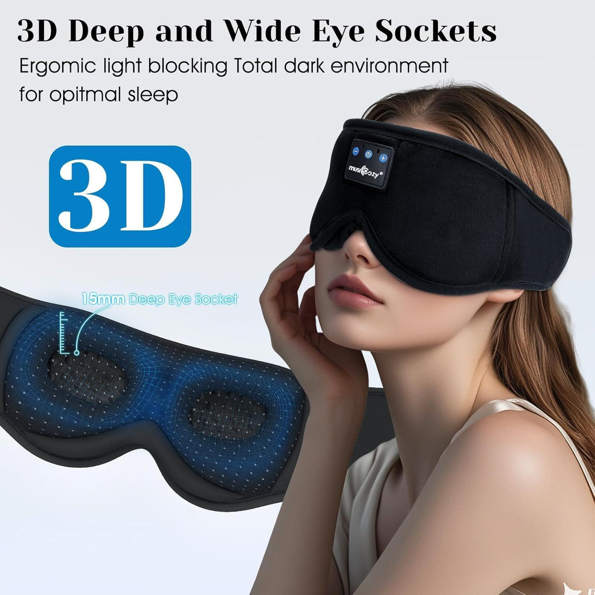 Bluetooth 5.4 Sleep Headphones Sleeping Eye Mask Earbuds Headband