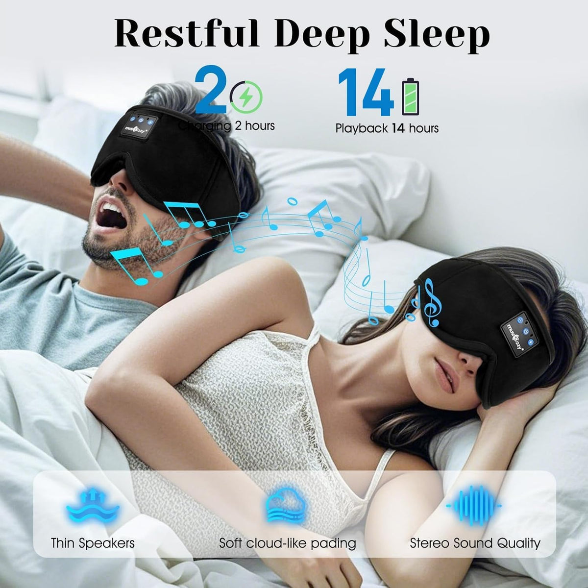 Bluetooth 5.4 Sleep Headphones Sleeping Eye Mask Earbuds Headband