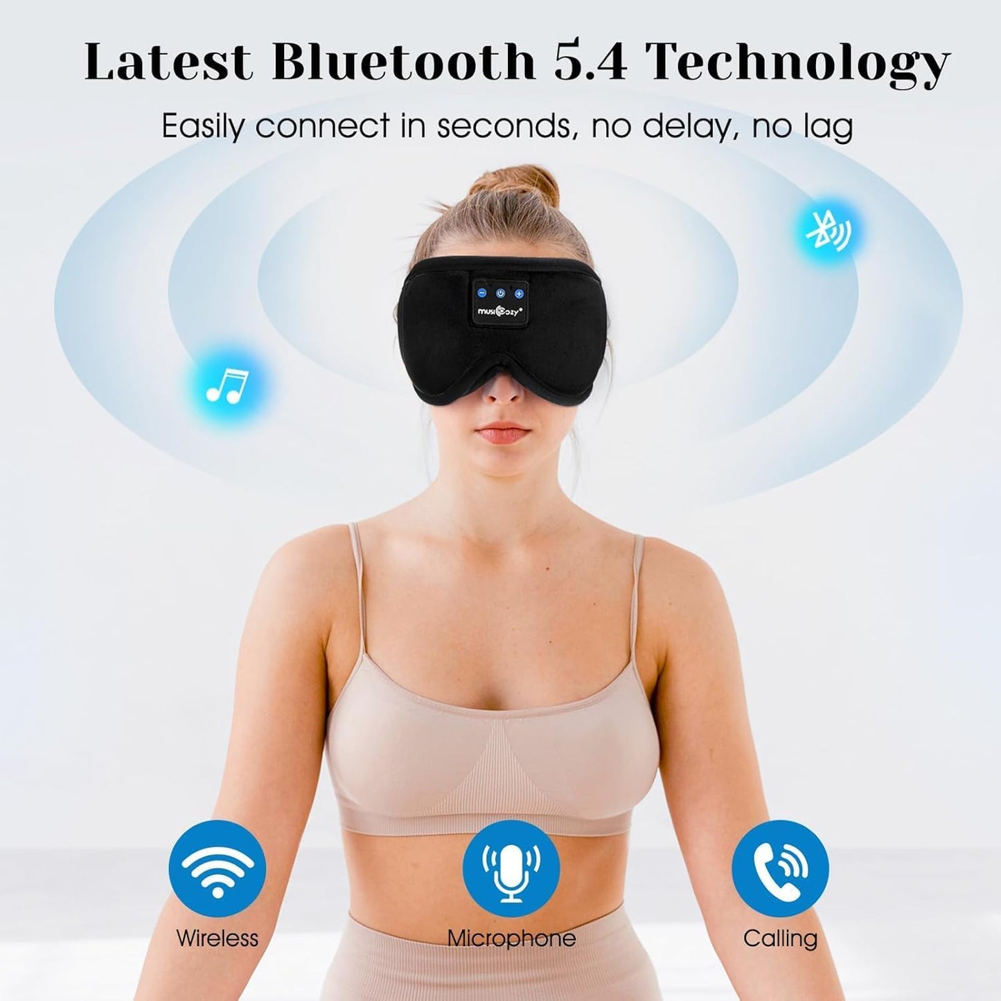 Bluetooth 5.4 Sleep Headphones Sleeping Eye Mask Earbuds Headband