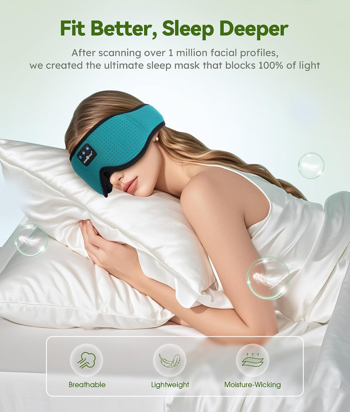 Bluetooth 5.4 Sleep Headphones Sleeping Eye Mask Earbuds Headband