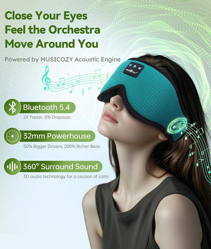 Bluetooth 5.4 Sleep Headphones Sleeping Eye Mask Earbuds Headband
