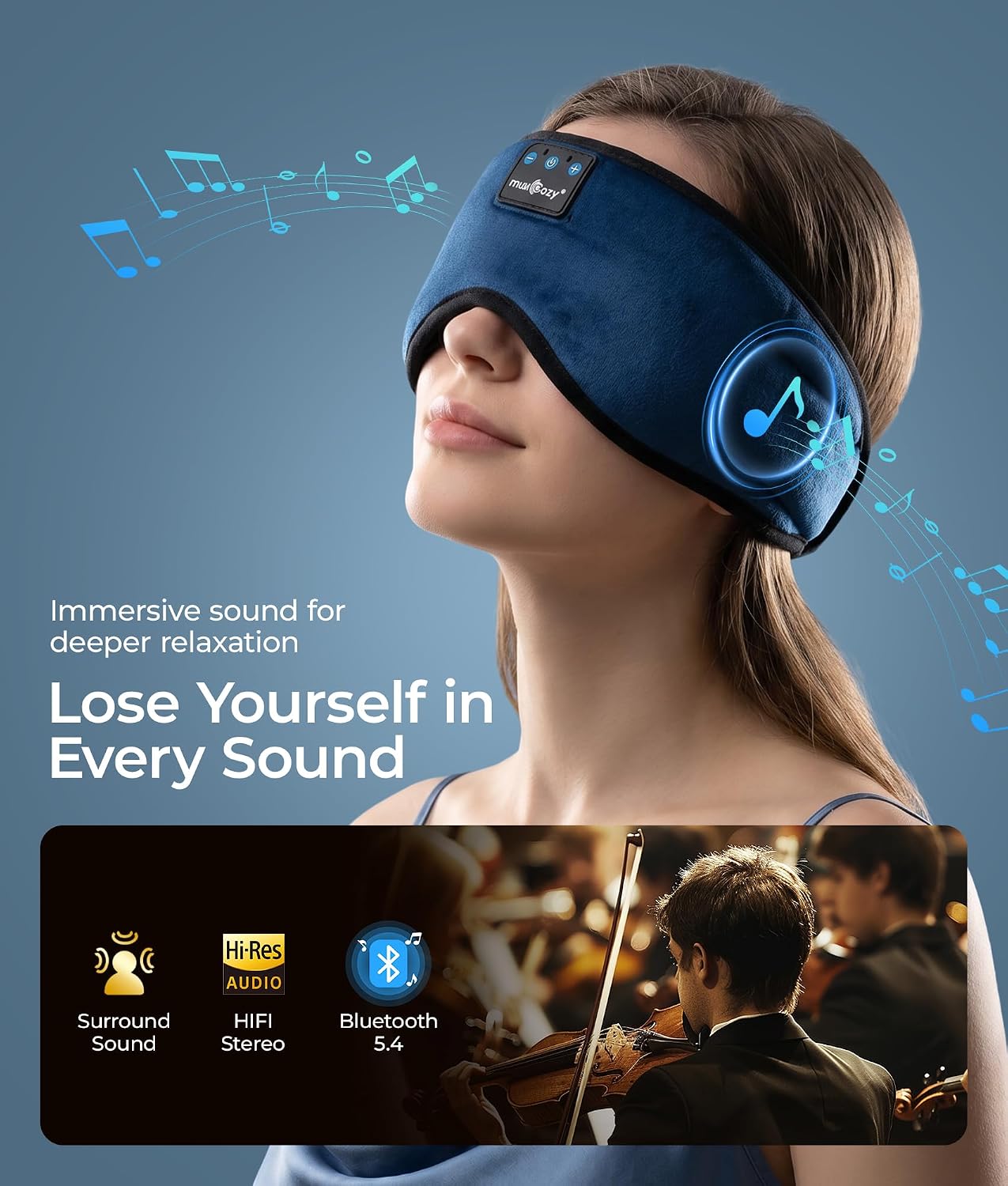Bluetooth 5.4 Sleep Headphones Sleeping Eye Mask Earbuds Headband