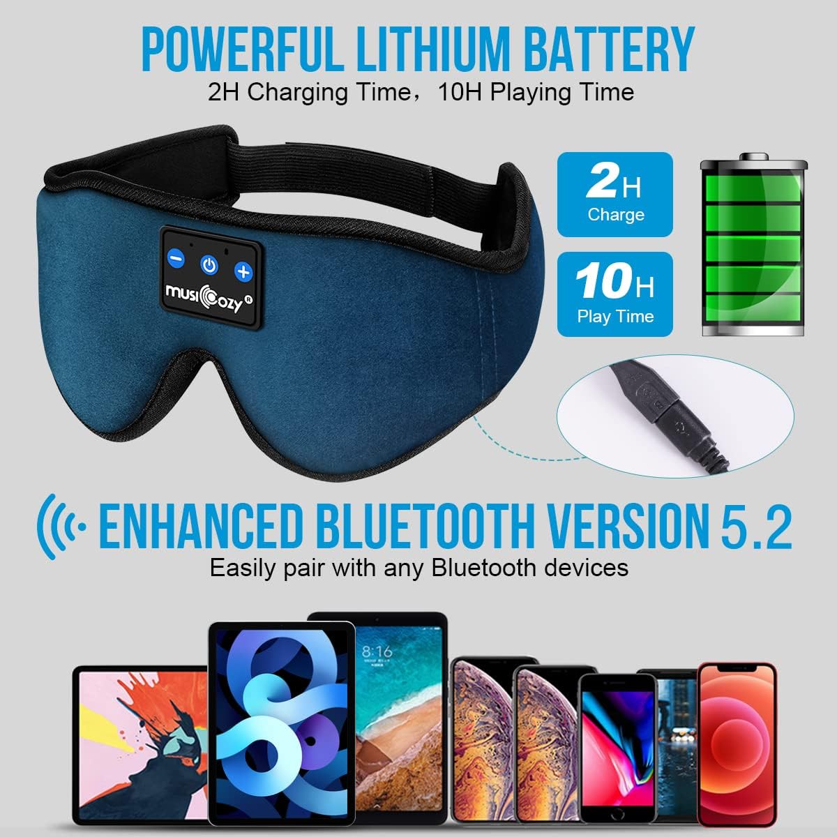 Bluetooth 5.4 Sleep Headphones Sleeping Eye Mask Earbuds Headband