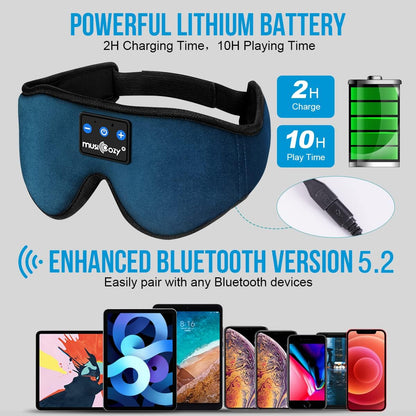 Bluetooth 5.4 Sleep Headphones Sleeping Eye Mask Earbuds Headband