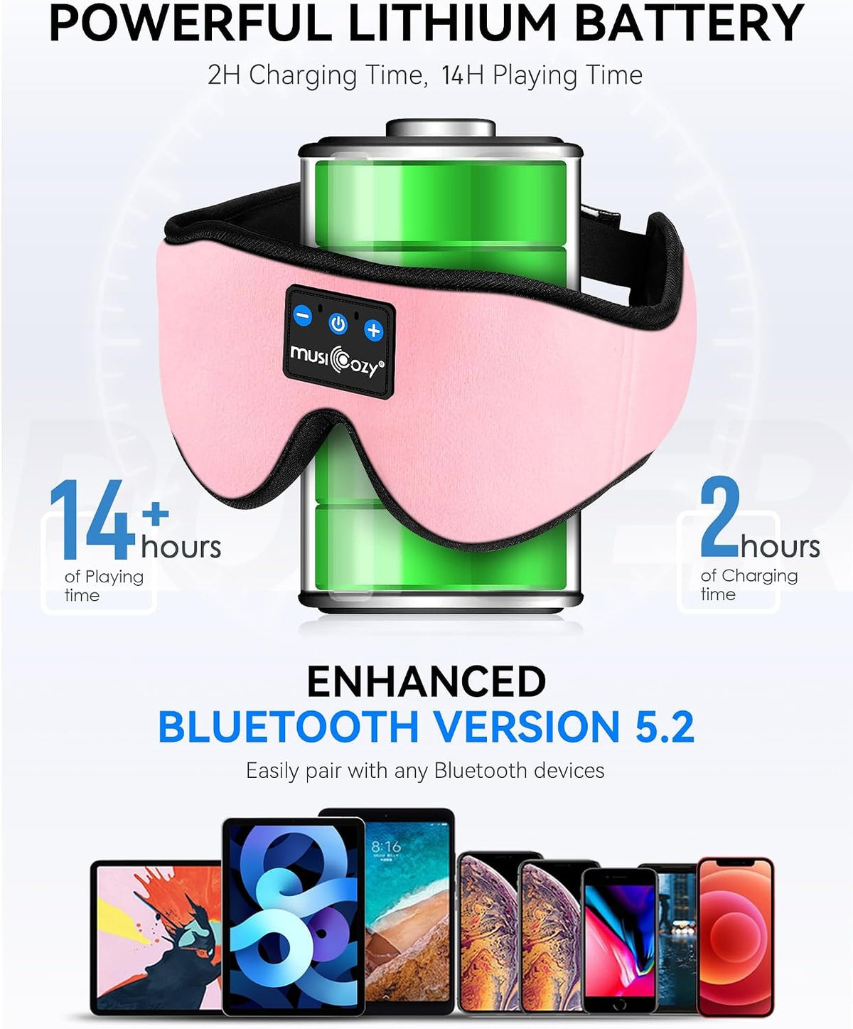 Bluetooth 5.4 Sleep Headphones Sleeping Eye Mask Earbuds Headband