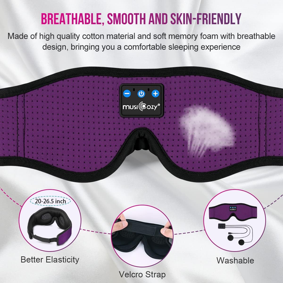 Bluetooth 5.4 Sleep Headphones Sleeping Eye Mask Earbuds Headband