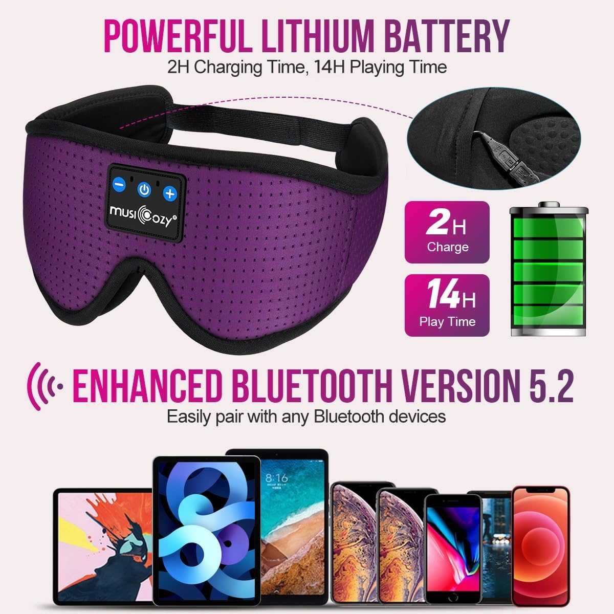 Bluetooth 5.4 Sleep Headphones Sleeping Eye Mask Earbuds Headband