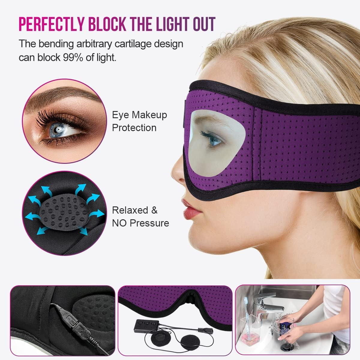 Bluetooth 5.4 Sleep Headphones Sleeping Eye Mask Earbuds Headband