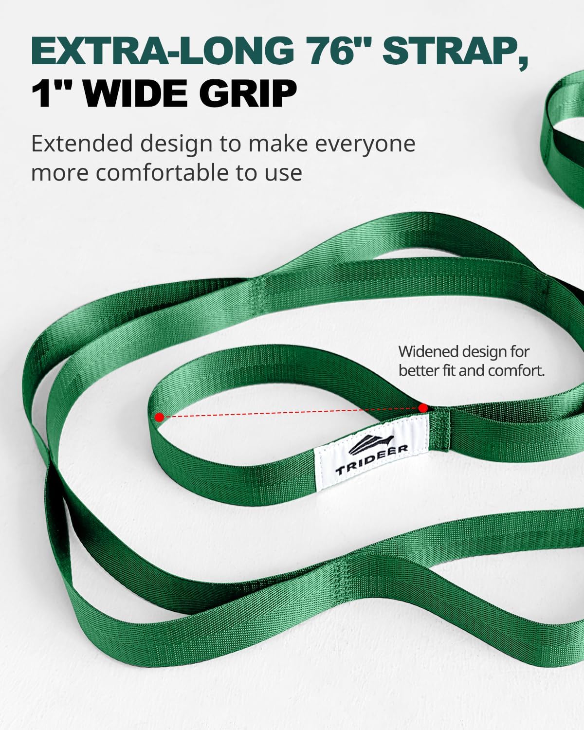 Non-Elastic Stretching Strap with Loops for Physical Therapy & Rehab, Knee Hip Leg ROM Post-Surgery, Yoga Strap for Stretching, Leg Lifter Strap Mobility Aid, Hamstring Calf Back
