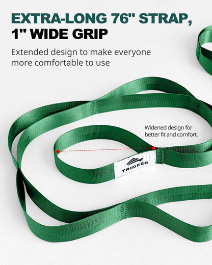 Non-Elastic Stretching Strap with Loops for Physical Therapy & Rehab, Knee Hip Leg ROM Post-Surgery, Yoga Strap for Stretching, Leg Lifter Strap Mobility Aid, Hamstring Calf Back