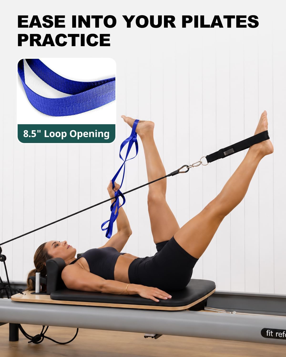 Non-Elastic Stretching Strap with Loops for Physical Therapy & Rehab, Knee Hip Leg ROM Post-Surgery, Yoga Strap for Stretching, Leg Lifter Strap Mobility Aid, Hamstring Calf Back