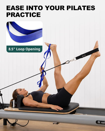 Non-Elastic Stretching Strap with Loops for Physical Therapy & Rehab, Knee Hip Leg ROM Post-Surgery, Yoga Strap for Stretching, Leg Lifter Strap Mobility Aid, Hamstring Calf Back