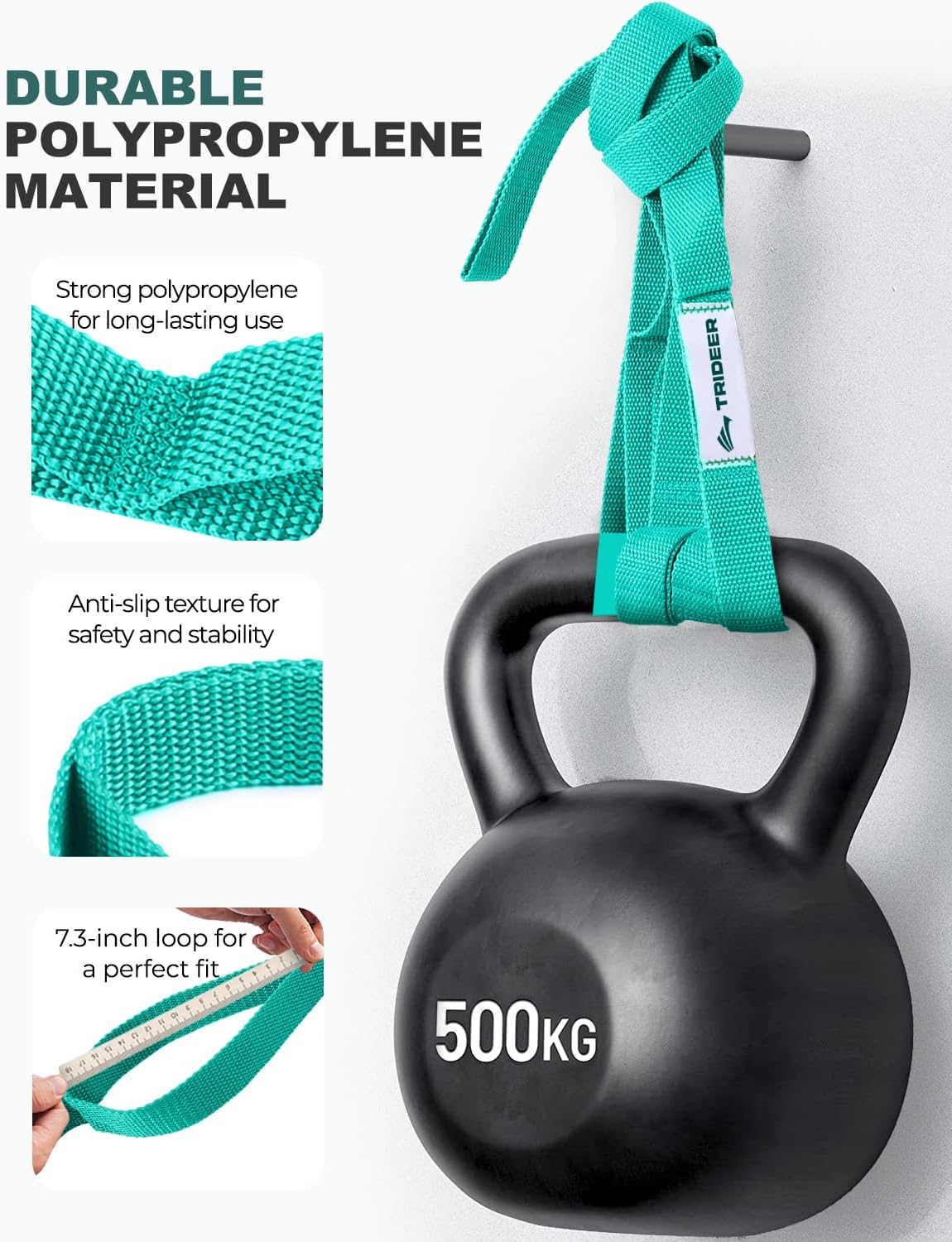 Non-Elastic Stretching Strap with Loops for Physical Therapy & Rehab, Knee Hip Leg ROM Post-Surgery, Yoga Strap for Stretching, Leg Lifter Strap Mobility Aid, Hamstring Calf Back