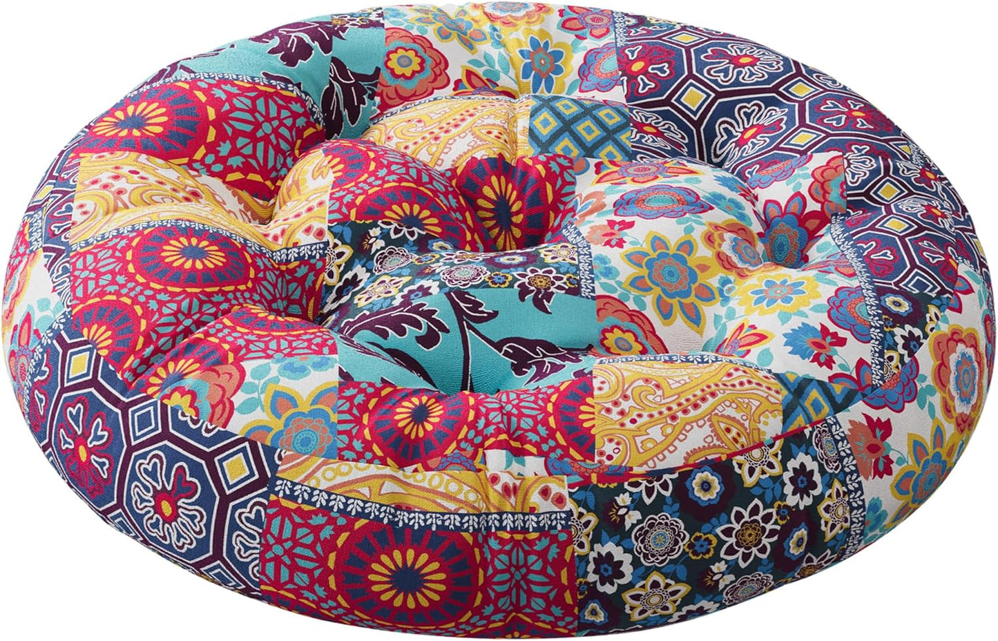 Meditation Floor Pillow Set of 2, Large Pillows Seating for Adults and Teens, Bohemian Cushion for Fireplace Yoga Living Room Sitting, Memory Foam Added, 22x22 Inch Indigo Elephant