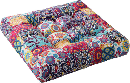 Meditation Floor Pillow Set of 2, Large Pillows Seating for Adults and Teens, Bohemian Cushion for Fireplace Yoga Living Room Sitting, Memory Foam Added, 22x22 Inch Indigo Elephant