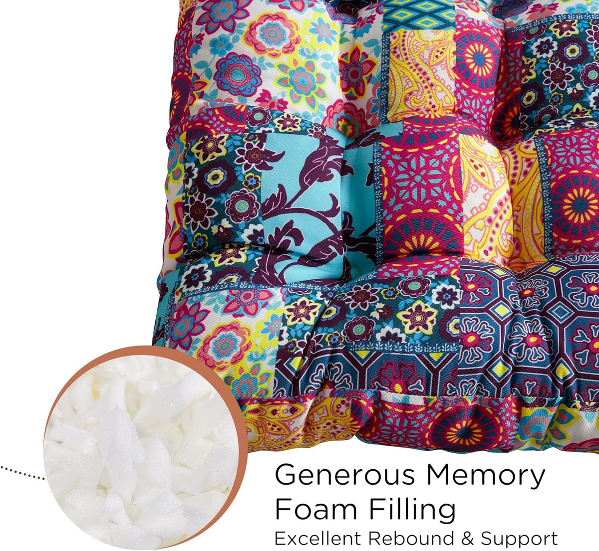 Meditation Floor Pillow Set of 2, Large Pillows Seating for Adults and Teens, Bohemian Cushion for Fireplace Yoga Living Room Sitting, Memory Foam Added, 22x22 Inch Indigo Elephant