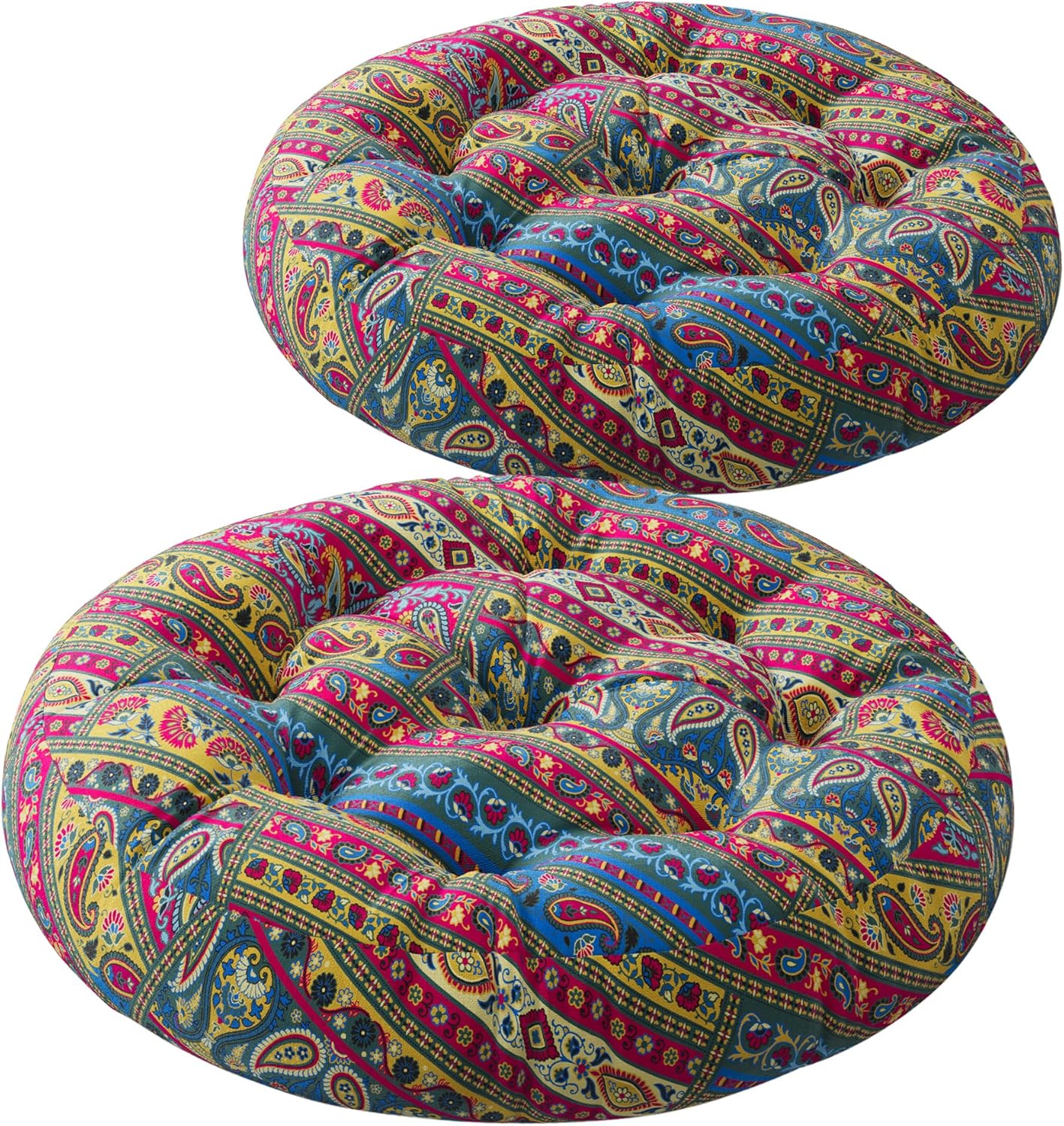 Meditation Floor Pillow Set of 2, Large Pillows Seating for Adults and Teens, Bohemian Cushion for Fireplace Yoga Living Room Sitting, Memory Foam Added, 22x22 Inch Indigo Elephant