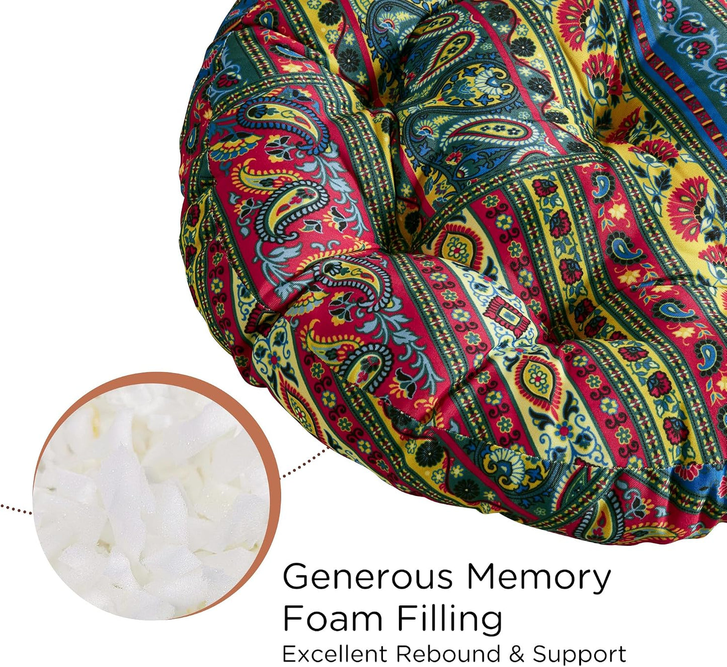 Meditation Floor Pillow Set of 2, Large Pillows Seating for Adults and Teens, Bohemian Cushion for Fireplace Yoga Living Room Sitting, Memory Foam Added, 22x22 Inch Indigo Elephant