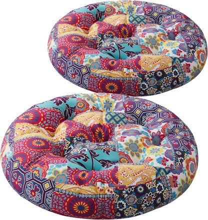 Meditation Floor Pillow Set of 2, Large Pillows Seating for Adults and Teens, Bohemian Cushion for Fireplace Yoga Living Room Sitting, Memory Foam Added, 22x22 Inch Indigo Elephant