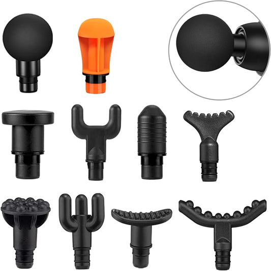 Massage Gun Heads,10 PCS Mixture Replaceable Massage Attachments,0.75 Inch Diameter Massage-Gun-Heads,19mm Diameter Muscle Massager-attachments for Back Massager Exchanging