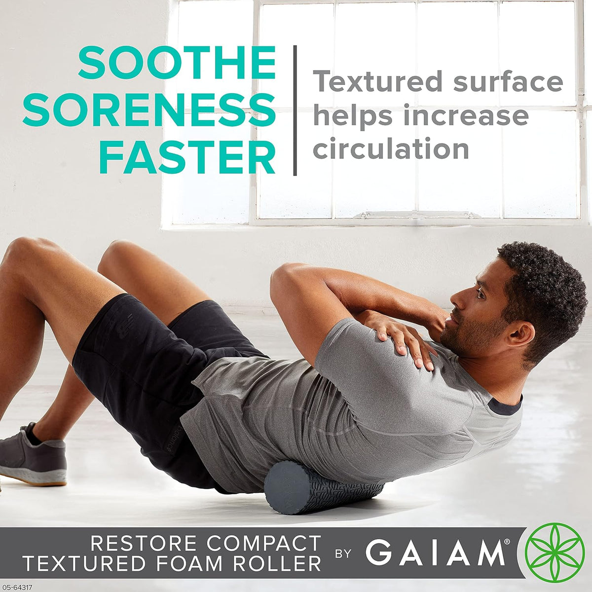 Restore Compact Textured Foam Roller, 12", Muscle Recovery | 12"L x 4" Diameter | Textured Surface | Deep Tissue Massage | Travel-Friendly | Muscle Recovery