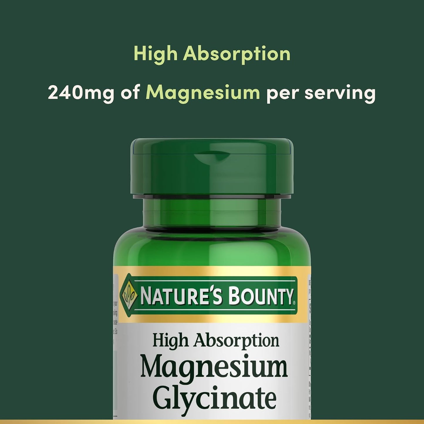 High Absorption Magnesium Glycinate 240 mg for Supporting Muscle Relaxation and Bone, Heart & Nerve Health – Non-GMO, Gluten-Free, Vegetarian, 120 Count/60 Servings
