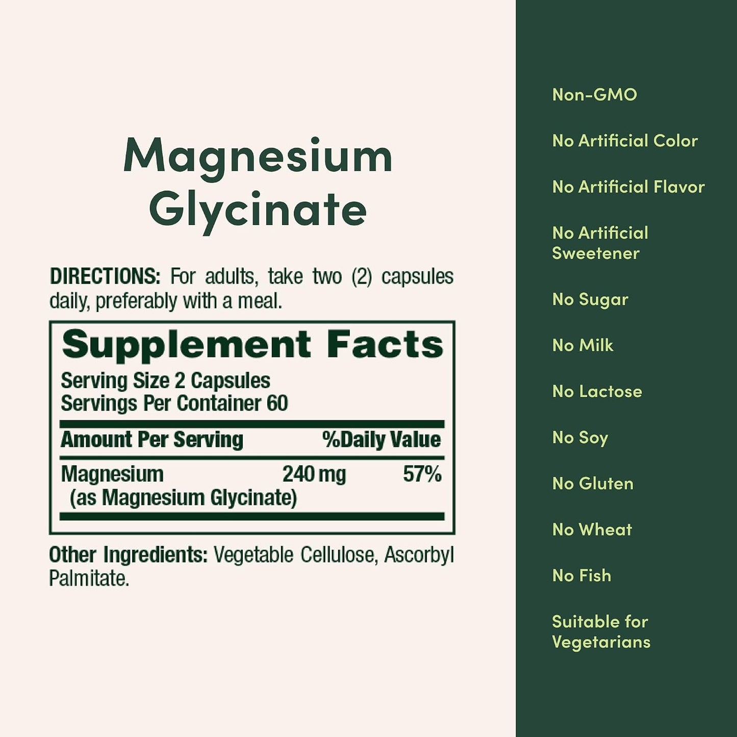 High Absorption Magnesium Glycinate 240 mg for Supporting Muscle Relaxation and Bone, Heart & Nerve Health – Non-GMO, Gluten-Free, Vegetarian, 120 Count/60 Servings