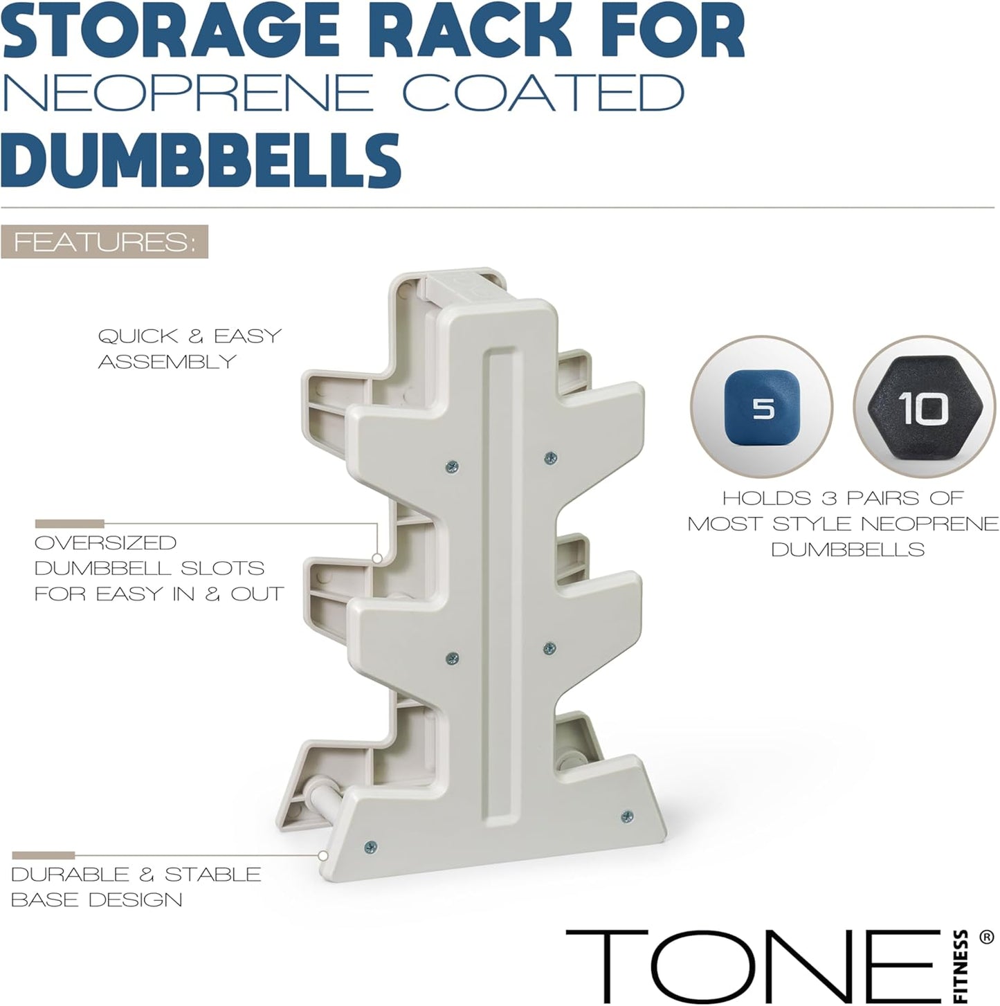 Neoprene Dumbbell Set with Storage Rack – Non-Slip, Anti-Roll Hand Weights for Home Gym Workouts | 20 lb, 32 lb, 50 lb, 60 lb & 100 lb Options