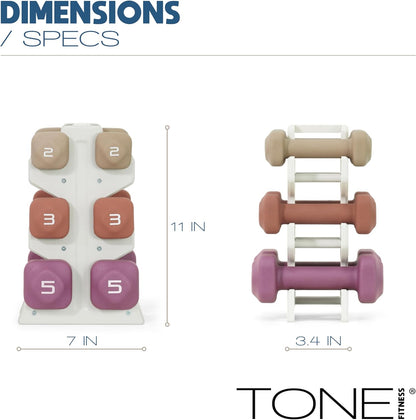 Neoprene Dumbbell Set with Storage Rack – Non-Slip, Anti-Roll Hand Weights for Home Gym Workouts | 20 lb, 32 lb, 50 lb, 60 lb & 100 lb Options