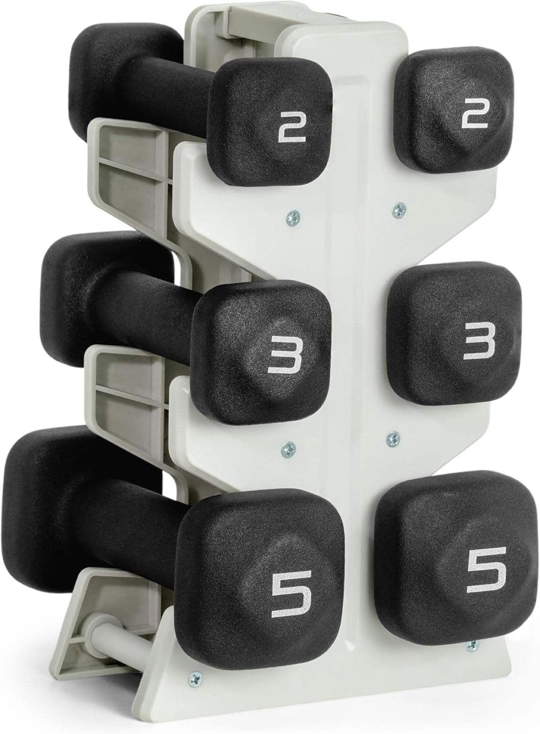 Neoprene Dumbbell Set with Storage Rack – Non-Slip, Anti-Roll Hand Weights for Home Gym Workouts | 20 lb, 32 lb, 50 lb, 60 lb & 100 lb Options