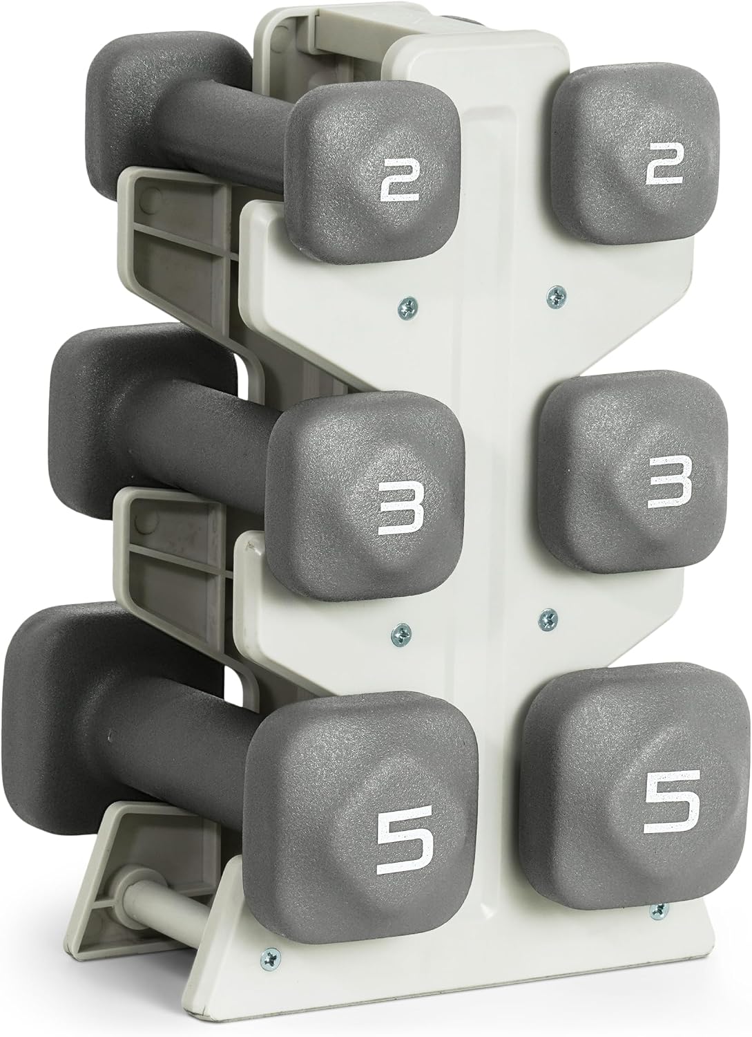 Neoprene Dumbbell Set with Storage Rack – Non-Slip, Anti-Roll Hand Weights for Home Gym Workouts | 20 lb, 32 lb, 50 lb, 60 lb & 100 lb Options