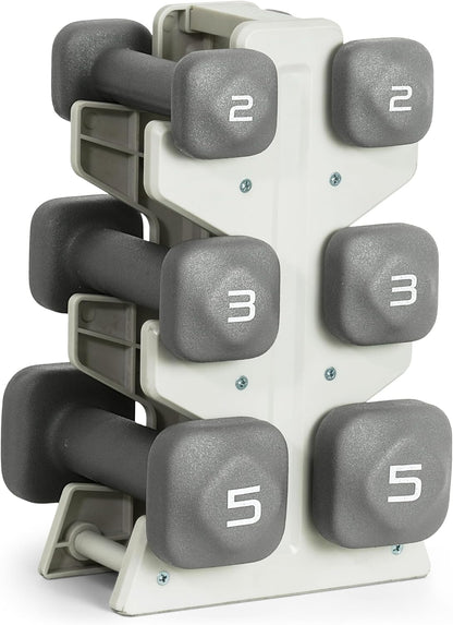 Neoprene Dumbbell Set with Storage Rack – Non-Slip, Anti-Roll Hand Weights for Home Gym Workouts | 20 lb, 32 lb, 50 lb, 60 lb & 100 lb Options