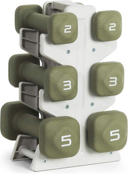 Neoprene Dumbbell Set with Storage Rack – Non-Slip, Anti-Roll Hand Weights for Home Gym Workouts | 20 lb, 32 lb, 50 lb, 60 lb & 100 lb Options