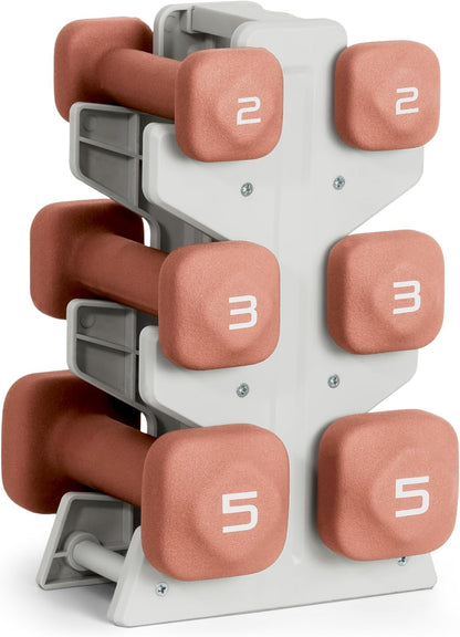 Neoprene Dumbbell Set with Storage Rack – Non-Slip, Anti-Roll Hand Weights for Home Gym Workouts | 20 lb, 32 lb, 50 lb, 60 lb & 100 lb Options