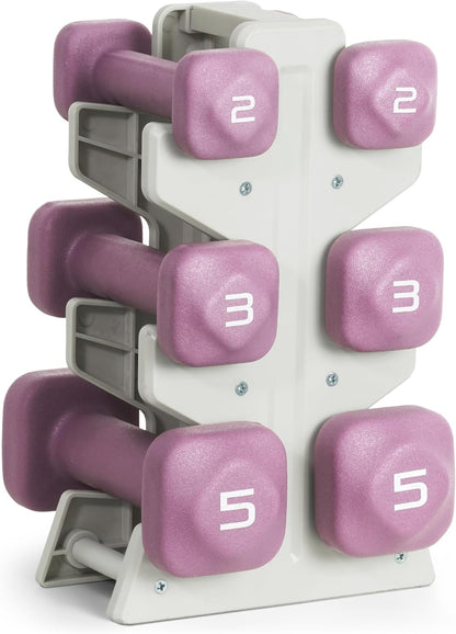 Neoprene Dumbbell Set with Storage Rack – Non-Slip, Anti-Roll Hand Weights for Home Gym Workouts | 20 lb, 32 lb, 50 lb, 60 lb & 100 lb Options