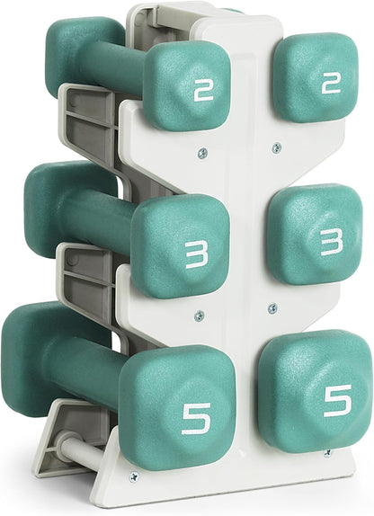 Neoprene Dumbbell Set with Storage Rack – Non-Slip, Anti-Roll Hand Weights for Home Gym Workouts | 20 lb, 32 lb, 50 lb, 60 lb & 100 lb Options