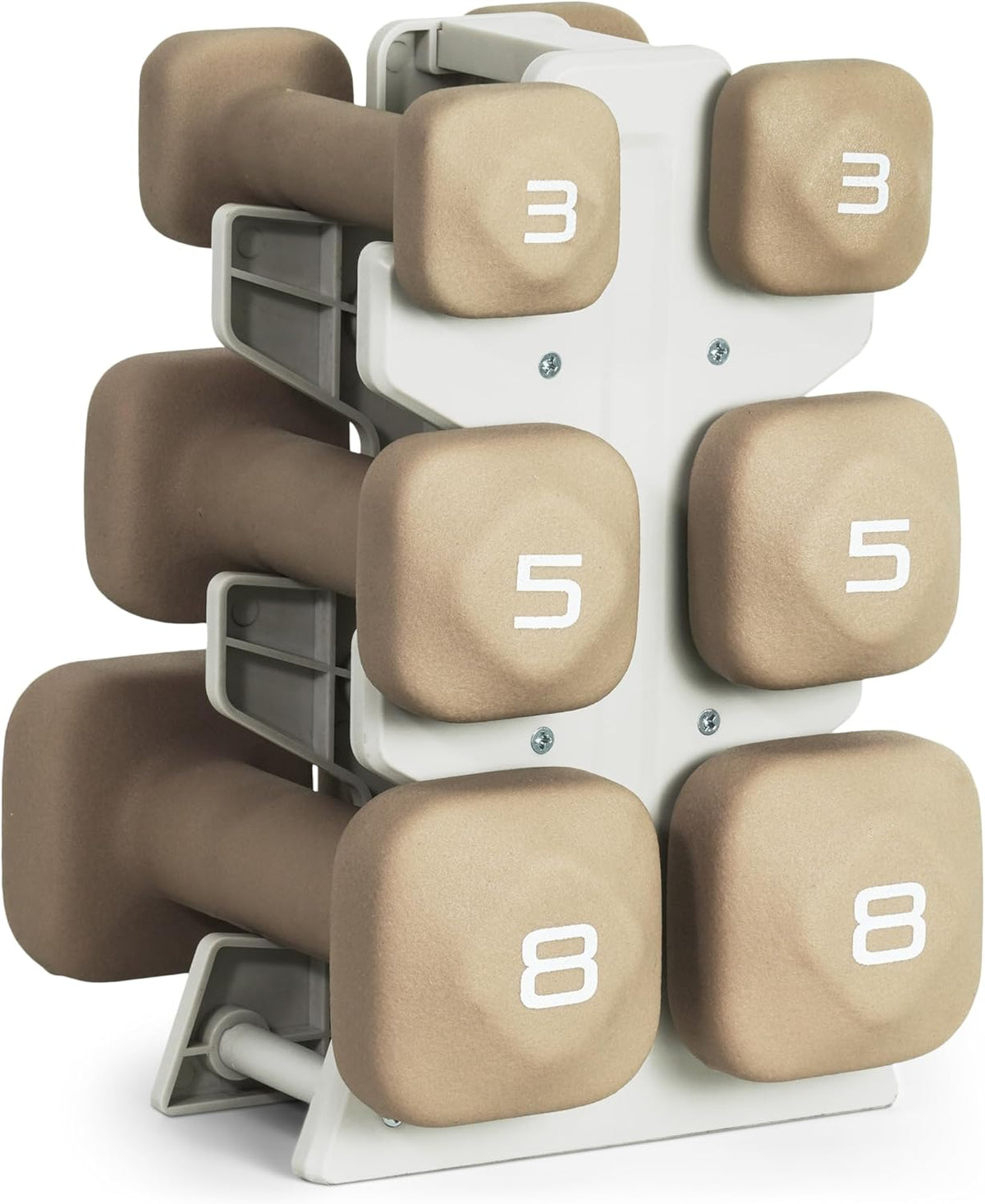 Neoprene Dumbbell Set with Storage Rack – Non-Slip, Anti-Roll Hand Weights for Home Gym Workouts | 20 lb, 32 lb, 50 lb, 60 lb & 100 lb Options