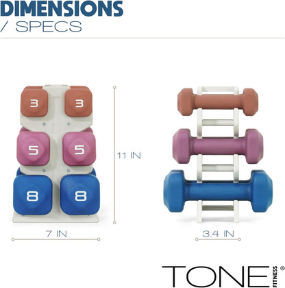 Neoprene Dumbbell Set with Storage Rack – Non-Slip, Anti-Roll Hand Weights for Home Gym Workouts | 20 lb, 32 lb, 50 lb, 60 lb & 100 lb Options