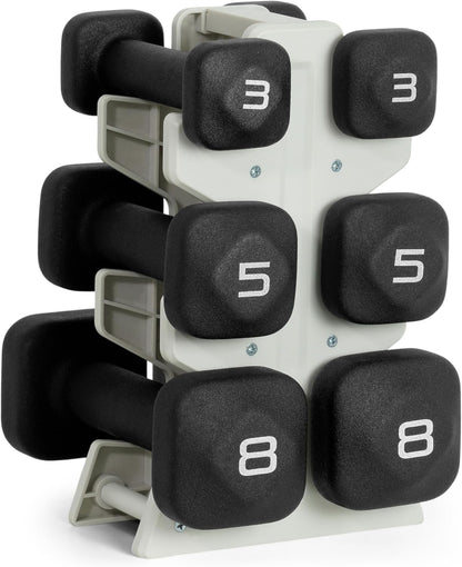 Neoprene Dumbbell Set with Storage Rack – Non-Slip, Anti-Roll Hand Weights for Home Gym Workouts | 20 lb, 32 lb, 50 lb, 60 lb & 100 lb Options