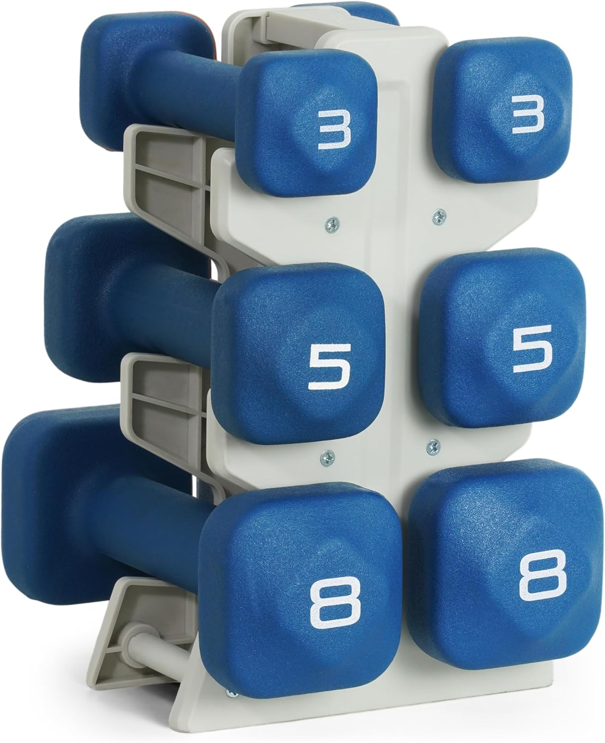 Neoprene Dumbbell Set with Storage Rack – Non-Slip, Anti-Roll Hand Weights for Home Gym Workouts | 20 lb, 32 lb, 50 lb, 60 lb & 100 lb Options
