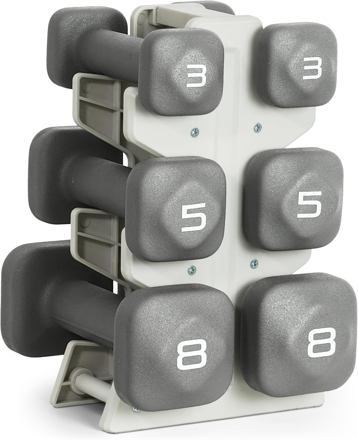 Neoprene Dumbbell Set with Storage Rack – Non-Slip, Anti-Roll Hand Weights for Home Gym Workouts | 20 lb, 32 lb, 50 lb, 60 lb & 100 lb Options