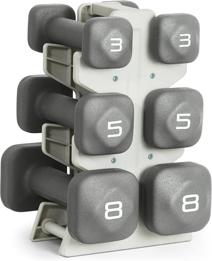 Neoprene Dumbbell Set with Storage Rack – Non-Slip, Anti-Roll Hand Weights for Home Gym Workouts | 20 lb, 32 lb, 50 lb, 60 lb & 100 lb Options