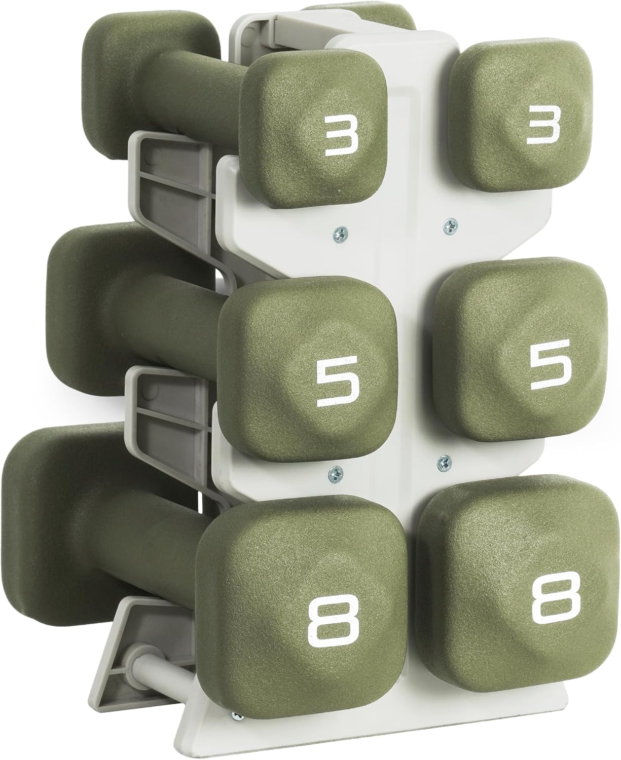 Neoprene Dumbbell Set with Storage Rack – Non-Slip, Anti-Roll Hand Weights for Home Gym Workouts | 20 lb, 32 lb, 50 lb, 60 lb & 100 lb Options