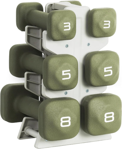 Neoprene Dumbbell Set with Storage Rack – Non-Slip, Anti-Roll Hand Weights for Home Gym Workouts | 20 lb, 32 lb, 50 lb, 60 lb & 100 lb Options