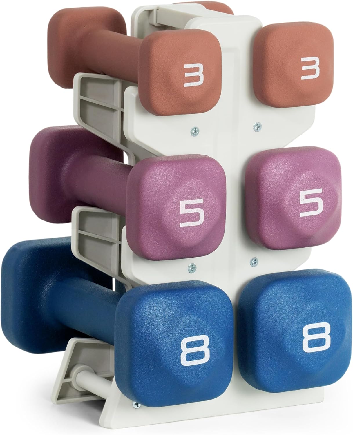 Neoprene Dumbbell Set with Storage Rack – Non-Slip, Anti-Roll Hand Weights for Home Gym Workouts | 20 lb, 32 lb, 50 lb, 60 lb & 100 lb Options
