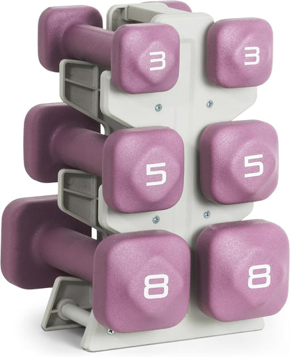 Neoprene Dumbbell Set with Storage Rack – Non-Slip, Anti-Roll Hand Weights for Home Gym Workouts | 20 lb, 32 lb, 50 lb, 60 lb & 100 lb Options