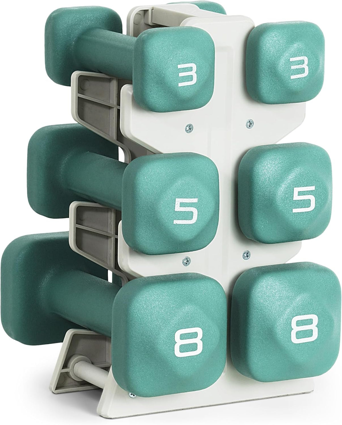 Neoprene Dumbbell Set with Storage Rack – Non-Slip, Anti-Roll Hand Weights for Home Gym Workouts | 20 lb, 32 lb, 50 lb, 60 lb & 100 lb Options