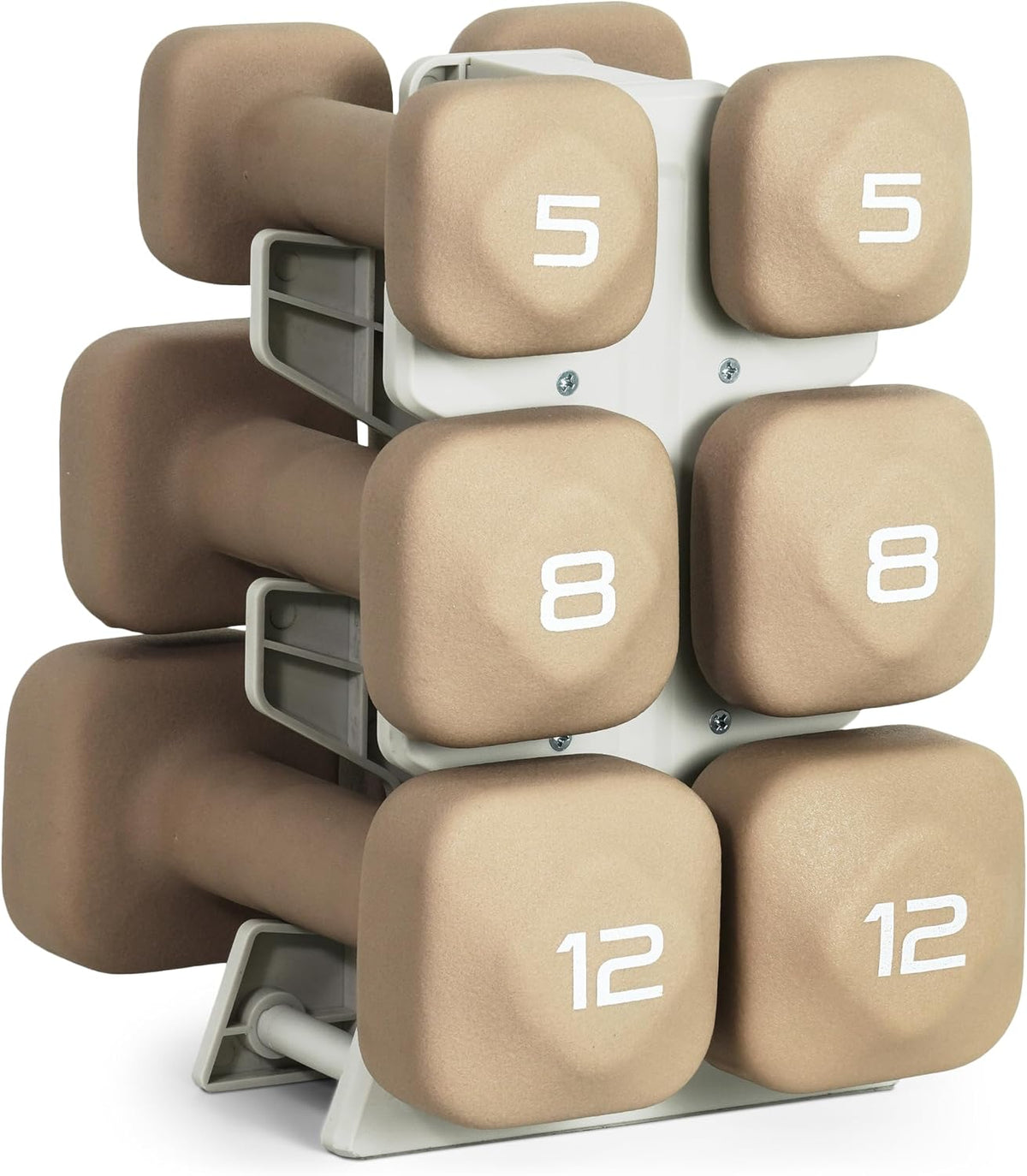 Neoprene Dumbbell Set with Storage Rack – Non-Slip, Anti-Roll Hand Weights for Home Gym Workouts | 20 lb, 32 lb, 50 lb, 60 lb & 100 lb Options