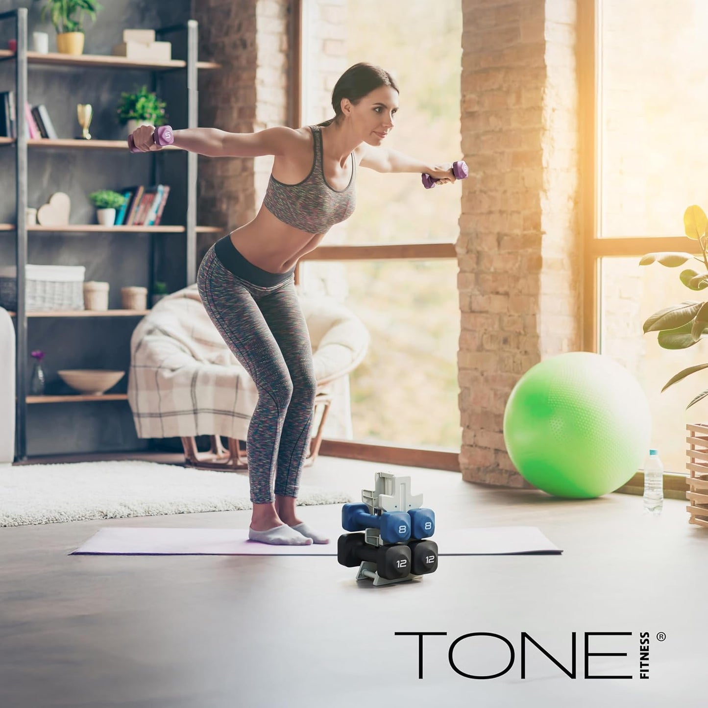 Neoprene Dumbbell Set with Storage Rack – Non-Slip, Anti-Roll Hand Weights for Home Gym Workouts | 20 lb, 32 lb, 50 lb, 60 lb & 100 lb Options