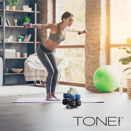 Neoprene Dumbbell Set with Storage Rack – Non-Slip, Anti-Roll Hand Weights for Home Gym Workouts | 20 lb, 32 lb, 50 lb, 60 lb & 100 lb Options
